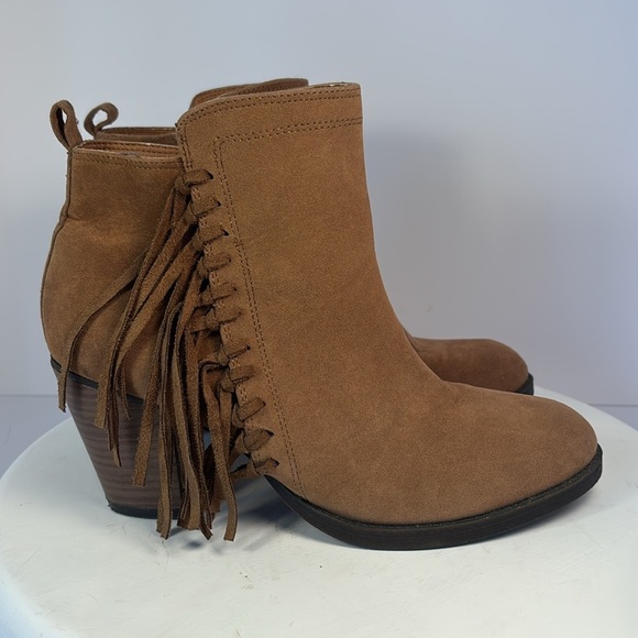 Western Fringe Festival Faux Suede Ankle Zip Boot with 3”heel Sz 8.5 - Picture 4 of 6